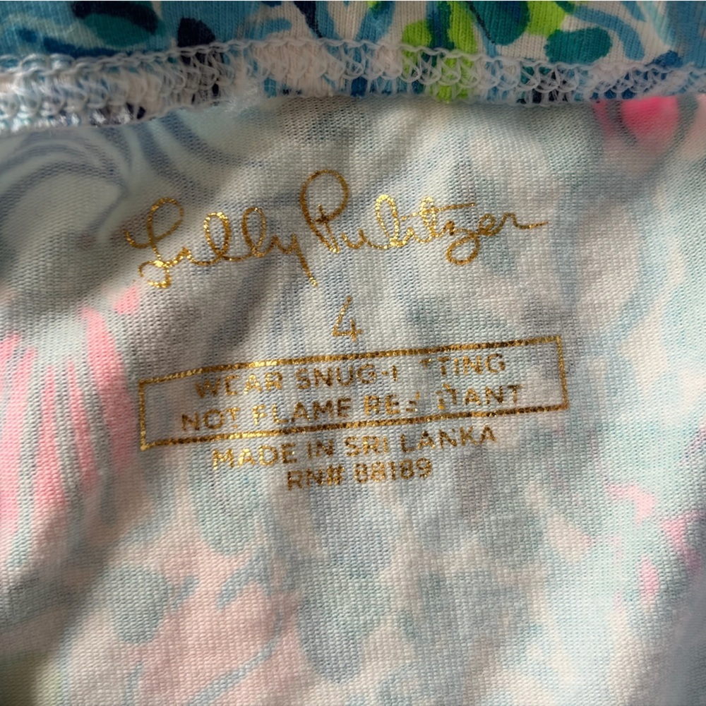 Lilly Pulitzer Vibrant Blue and Pink Kids Leggings - Picture 4 of 4